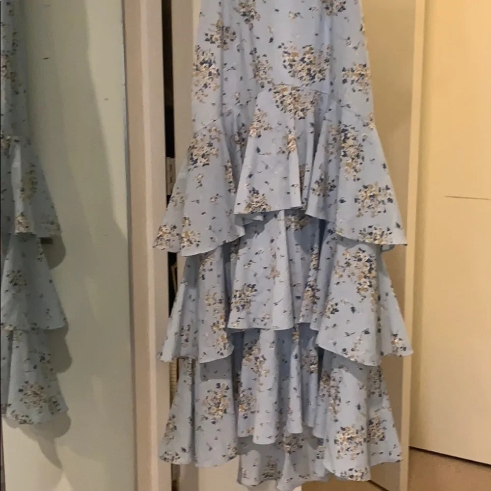 AQUA XS floral ruffle blue sun dress maxi - Picture 4 of 5